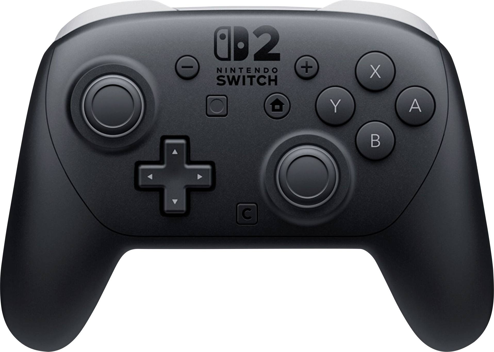 A black Nintendo Switch Pro controller featuring buttons, joysticks, and directional pad, designed for gaming on the Nintendo Switch console.