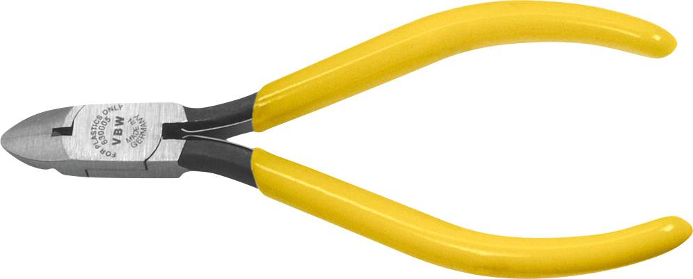 A pair of yellow-handled diagonal cutting pliers on a white background.