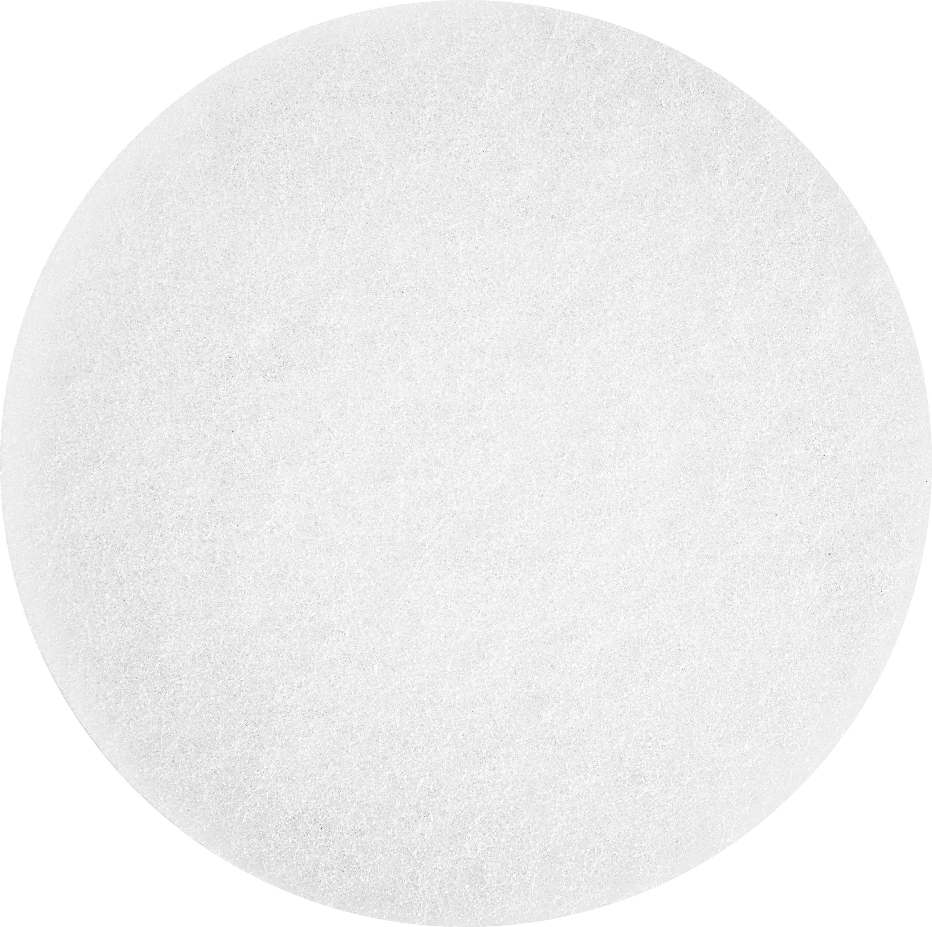 A plain white circular disk with a textured surface, resembling a cotton pad or coaster, shown against a plain backdrop.
