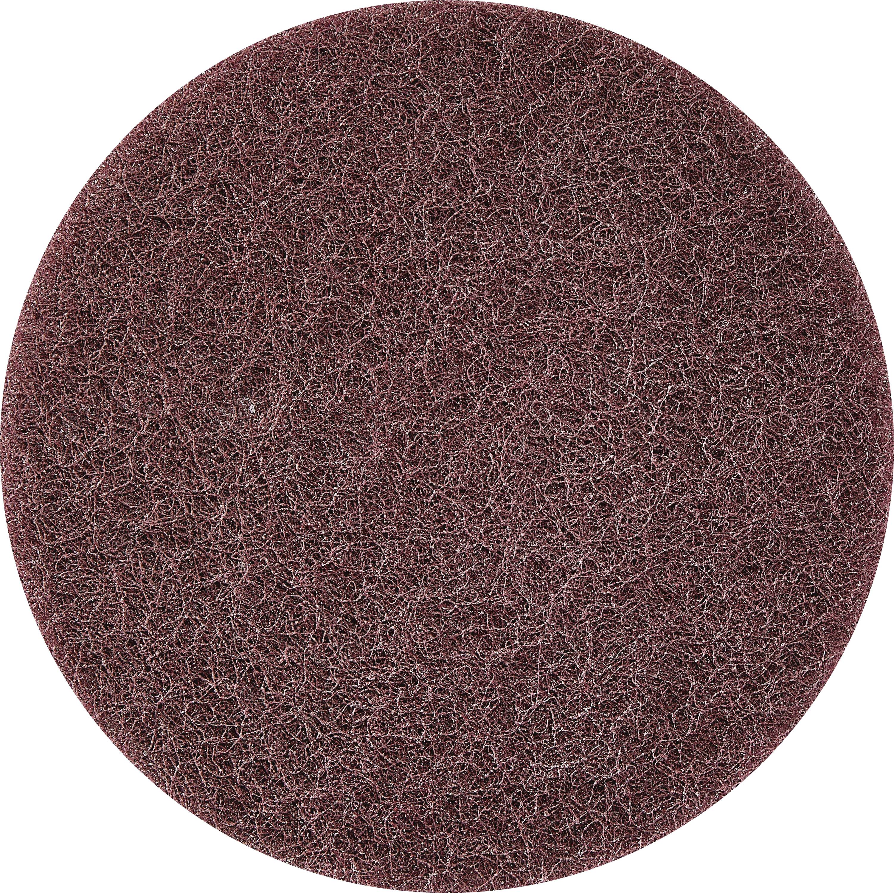 A circular, brown abrasive pad with a rough-textured surface, designed for cleaning or polishing tasks.