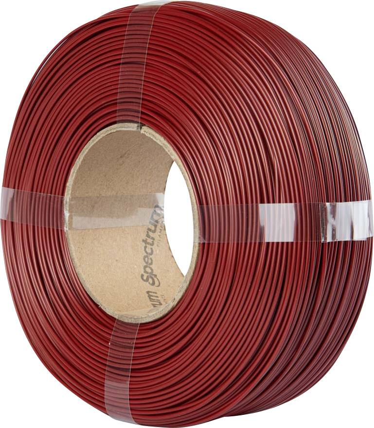 A roll of red copper wire coiled in plastic, used for electrical or crafting purposes, with a cardboard center for easy handling.