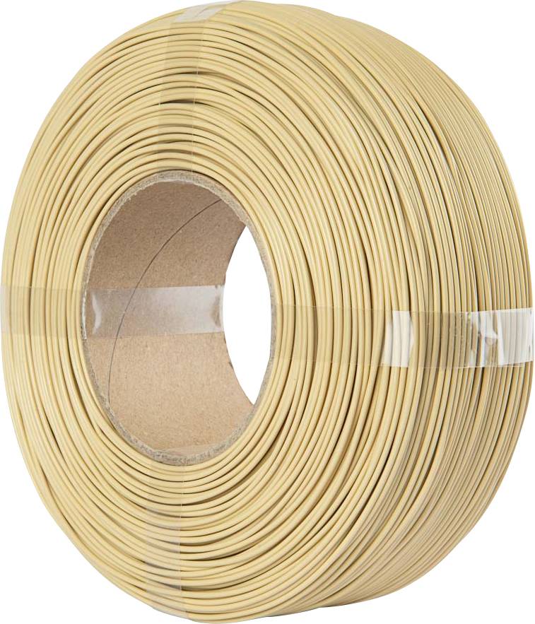 A large coil of beige wiring neatly wound on a cardboard spool, used for electrical or communication purposes.