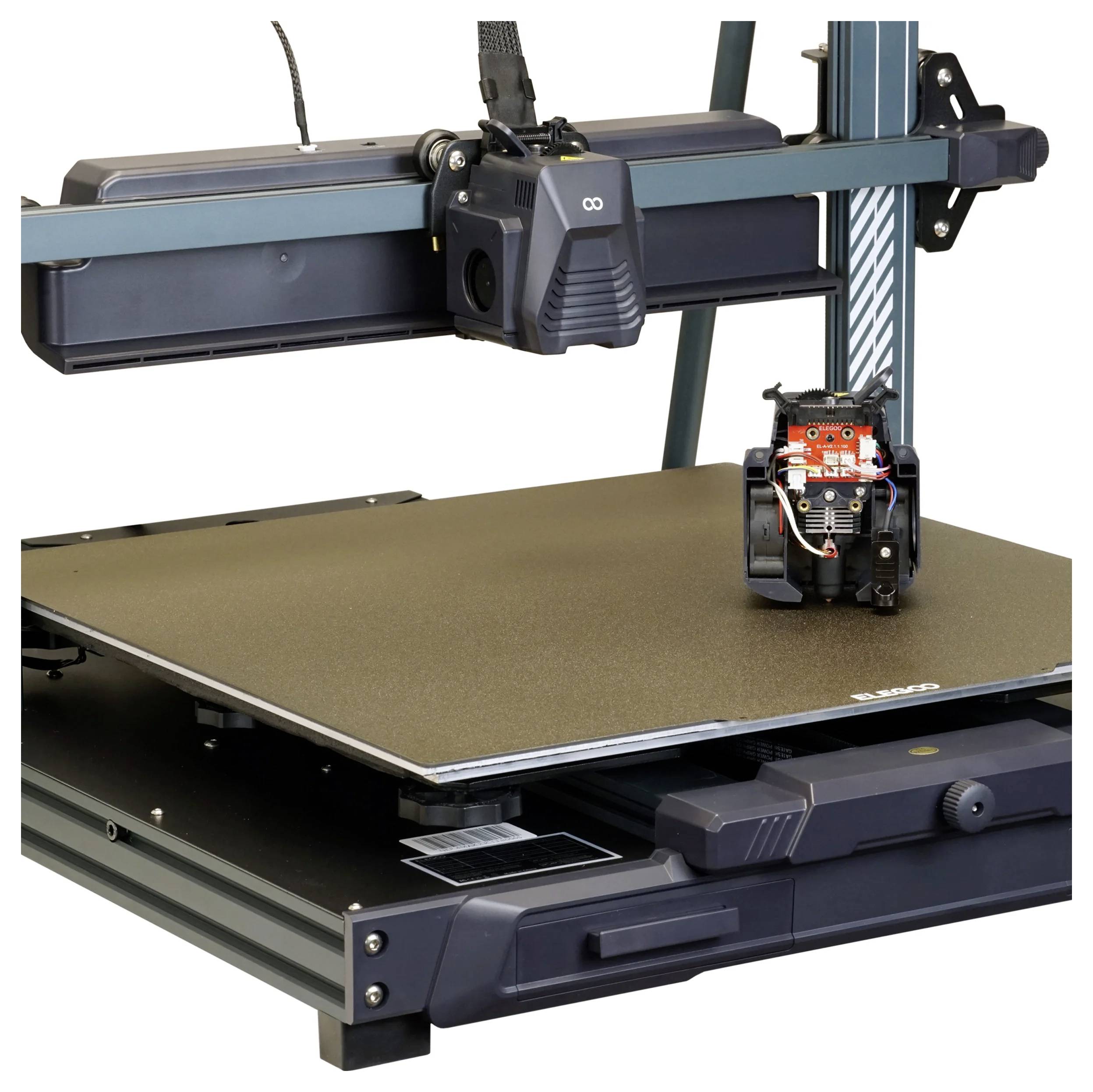 3D printer with a large printing bed and dual extruder, showcasing advanced features for precision printing.