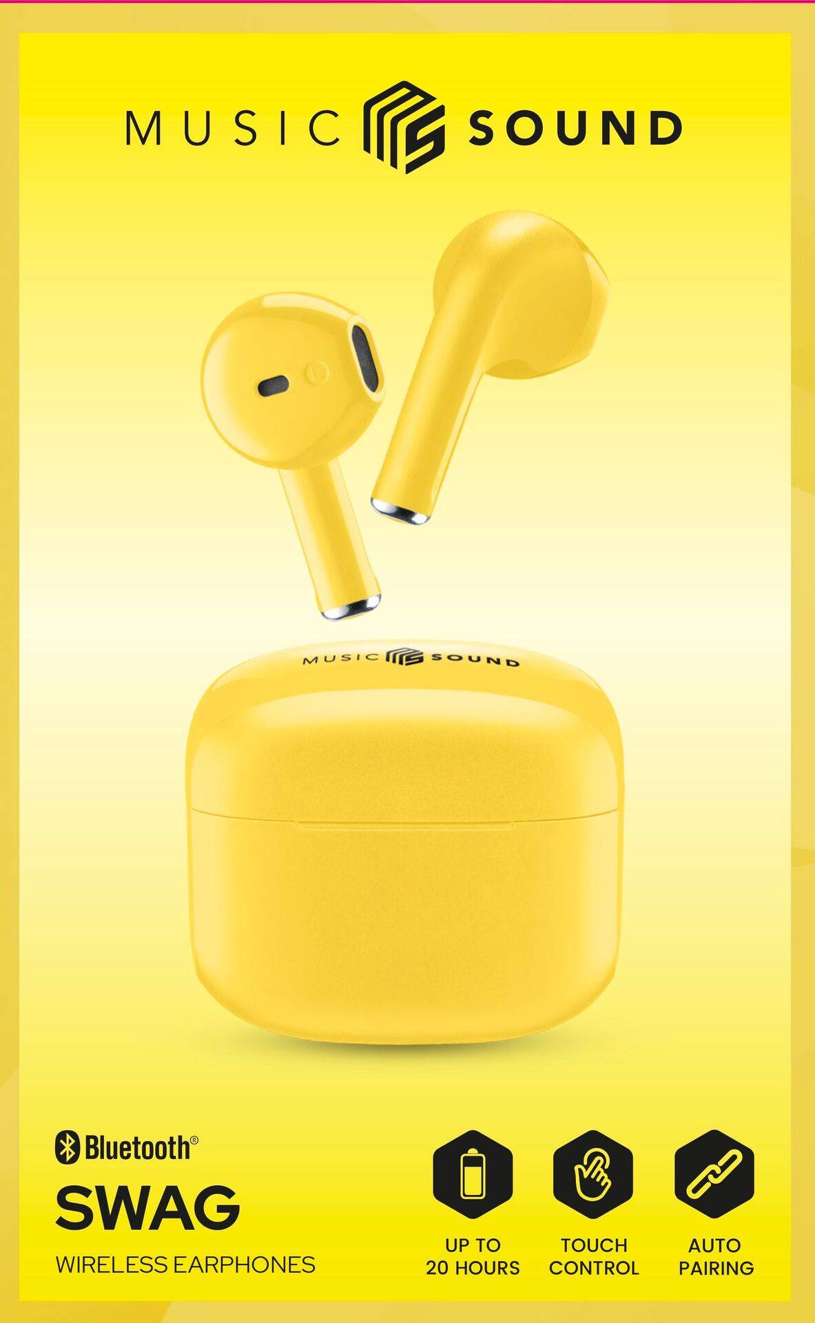 Cellularline In-ear headset Bluetooth® (1075101), Cordless (1075099) Yellow Charging case