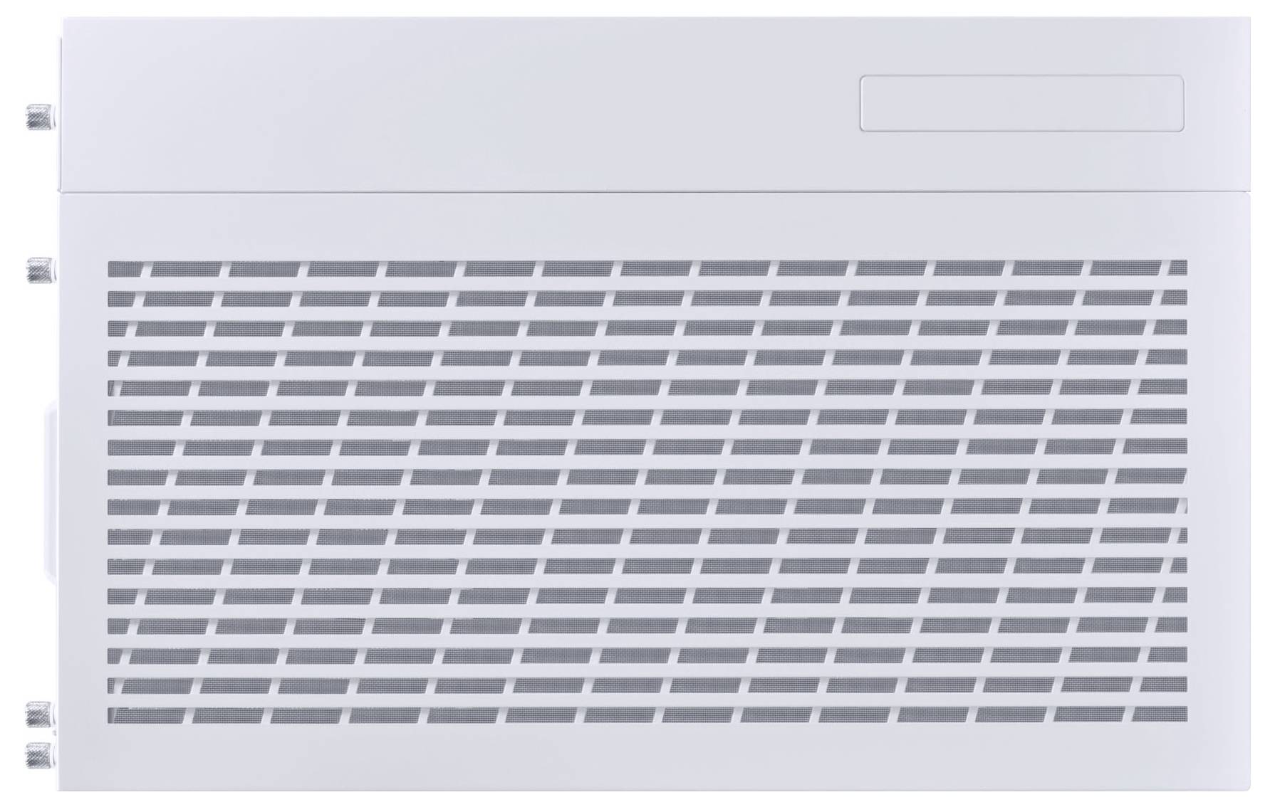 A rectangular, white air vent with a horizontal slat design, suitable for ventilation in homes or offices.