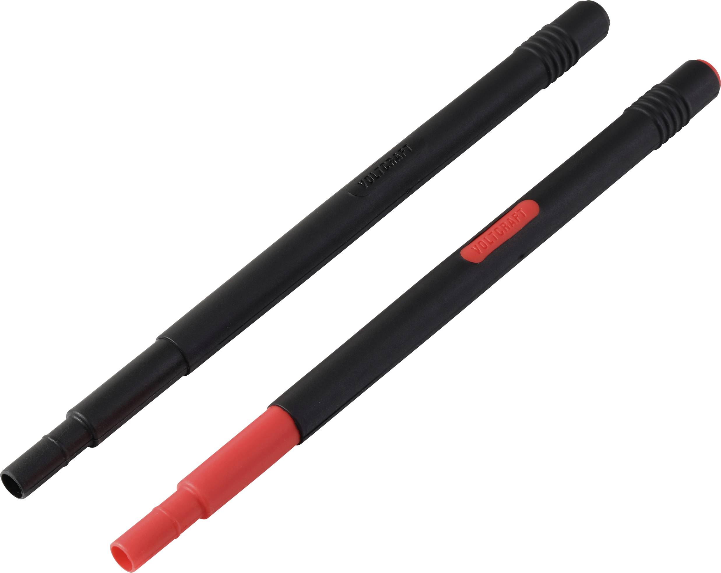 Two replacement tips for a TWSBI fountain pen; one is black, and the other is red. Both have a ridged grip section near the end.