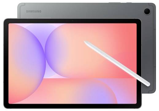 A tablet with a pen on its screen, displaying abstract pastel circles, with another tablet behind it, both in a dark gray color.