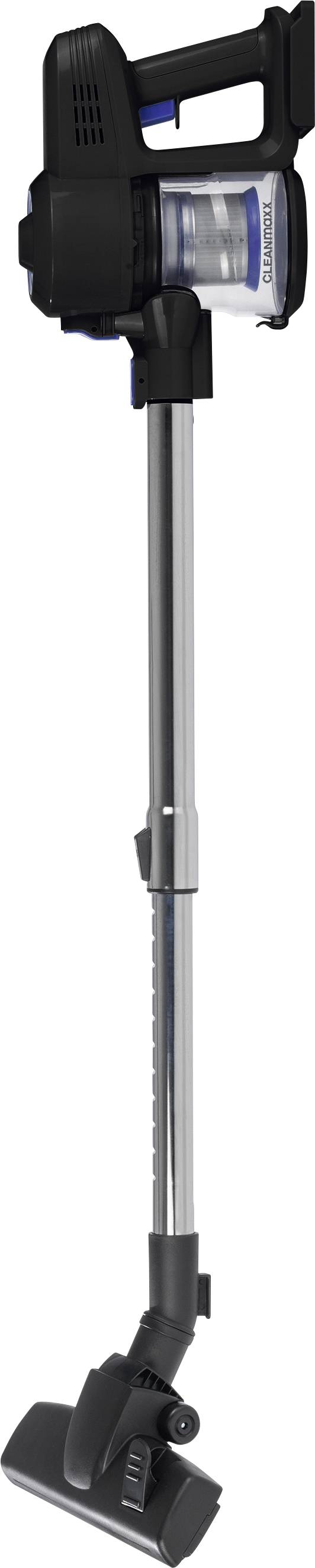 A cordless stick vacuum cleaner with a transparent dust container and sleek design, suitable for easy handheld cleaning.