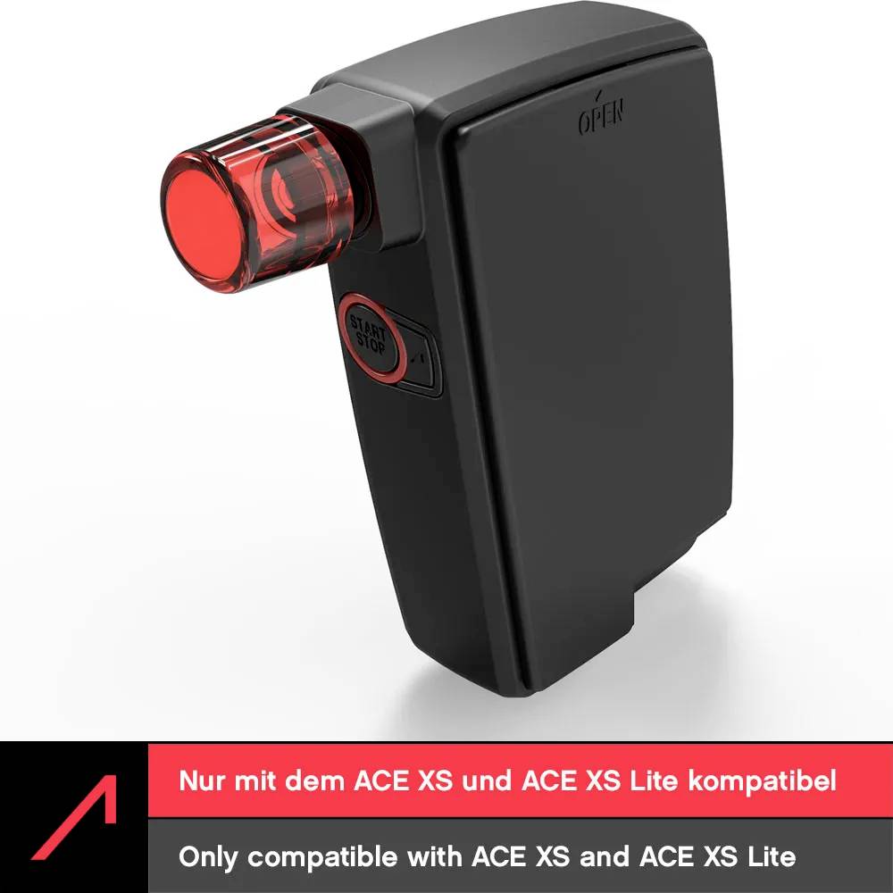 Compact black device with a red sensor, labeled 'Gira'. The bottom text states 'Nur mit dem ACE XS und ACE XS Lite kompatibel', indicating compatibility.