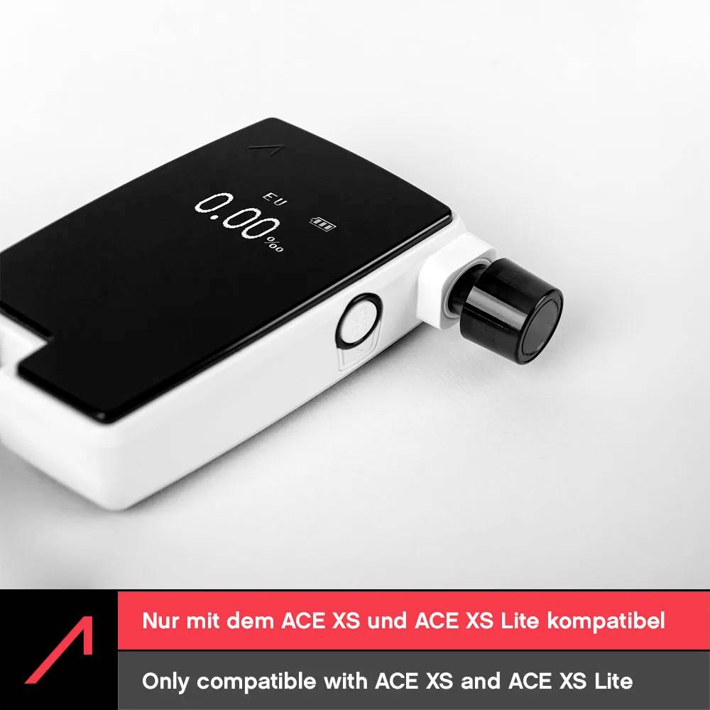 A black and white device labeled 0.00 with a knob on the side. Text reads: Only compatible with ACE XS and ACE XS Lite.