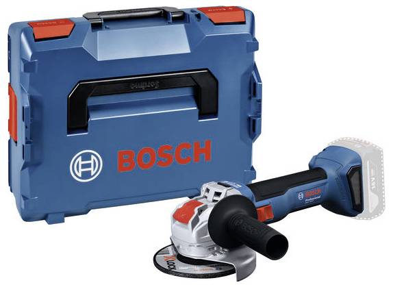 'Bosch' blue power tool set with a rectangular carrying case and an angle grinder.