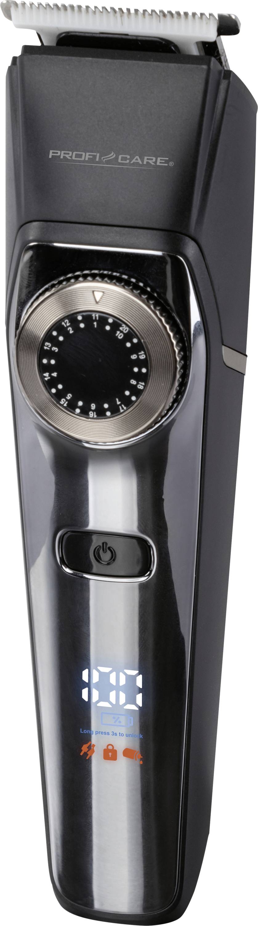 Electric hair clipper with adjustable dial and power button, designed for personal grooming.