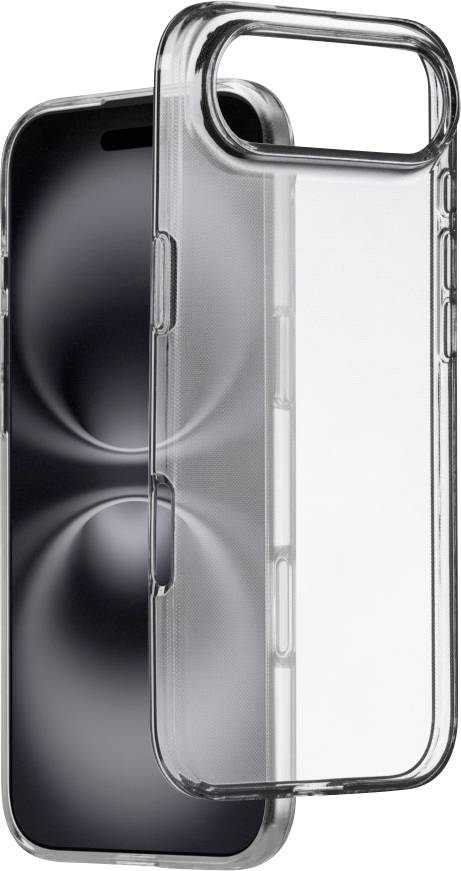 A clear, transparent phone case is shown on a smartphone, highlighting its protective yet minimalistic design.