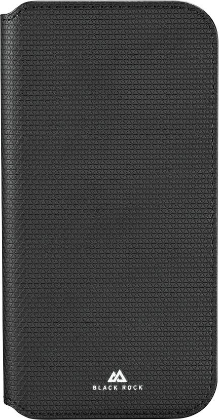 A black textured phone case with a front flap, featuring the 'Black Rock' logo at the bottom.