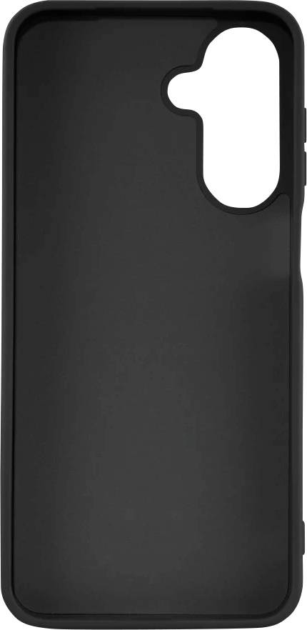 A simple black smartphone case with a cutout for the camera and buttons, designed to protect the phone from scratches and damage.