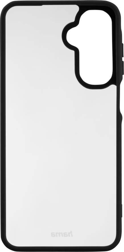 A phone case featuring a black border and a clear back, designed to fit a smartphone with distinct rear camera placement.
