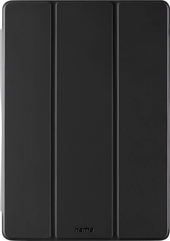 A black tablet cover with three vertical ridges and the brand name 'hama' at the bottom center.