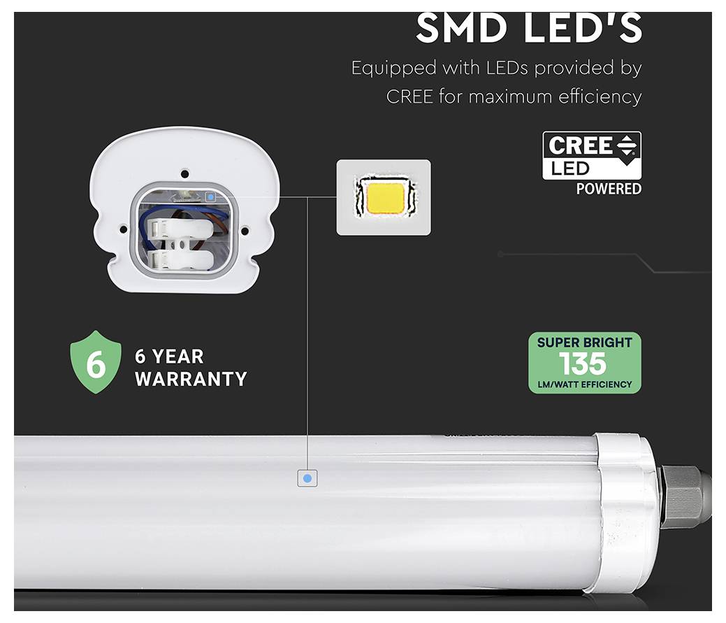 V-TAC LED tube EEC: E (A - G) Daylight white 1 pc(s)