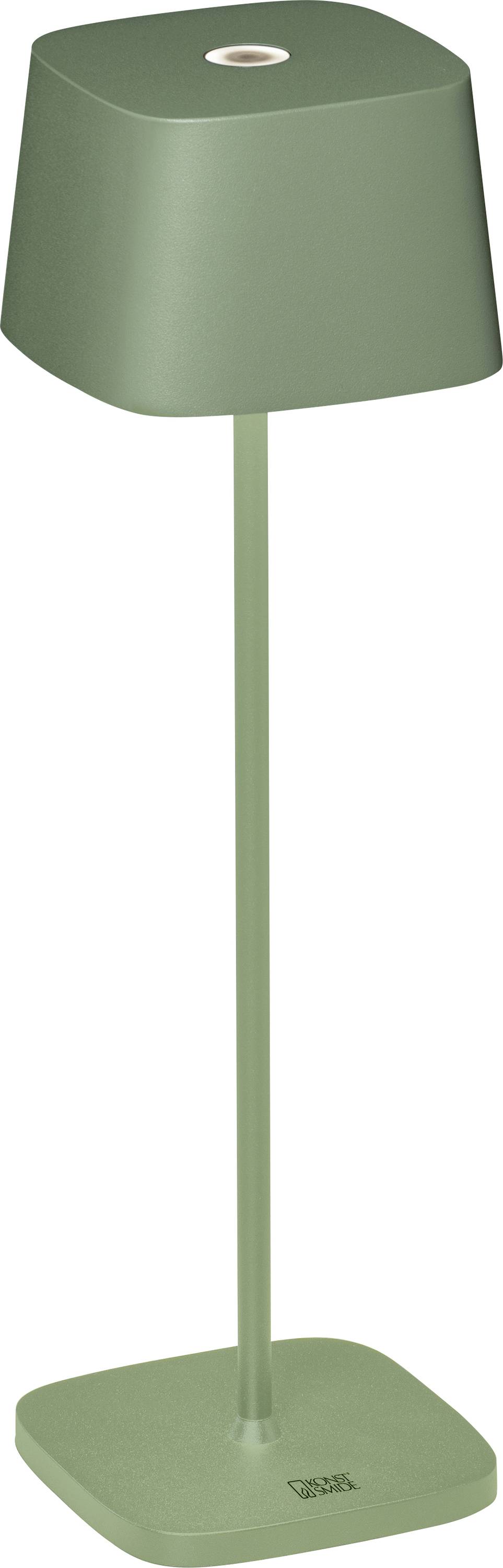 A sleek, modern green floor lamp with a square base and shade, designed for contemporary interiors.