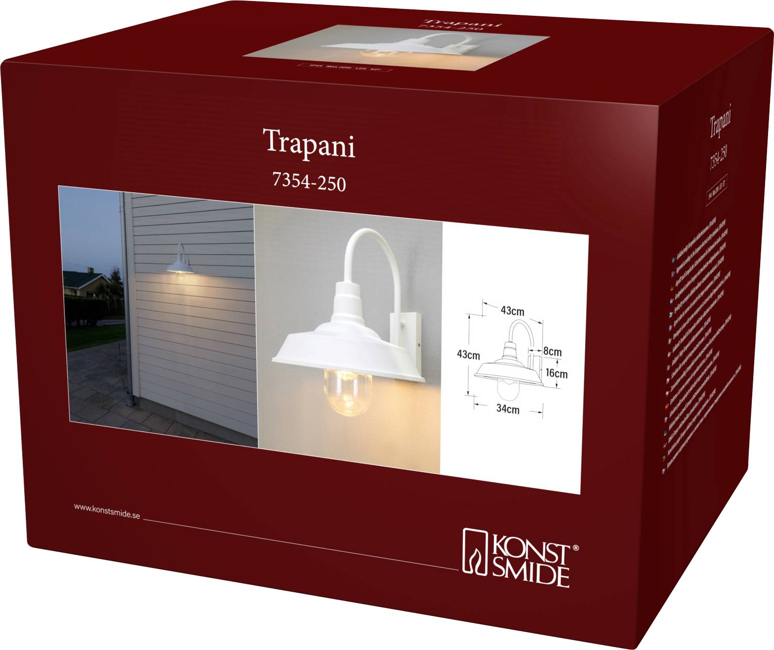 Konstsmide Trapani 7354-250 Outdoor wall light E-27 20 W White