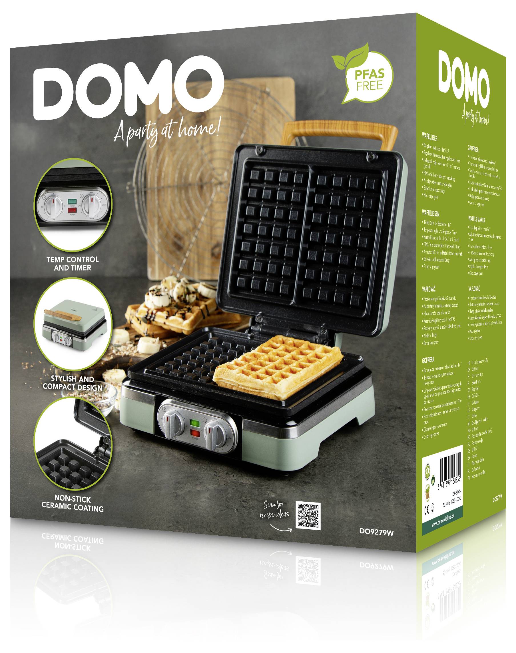 DOMO WAFFELMAKER Waffle maker Sage green
