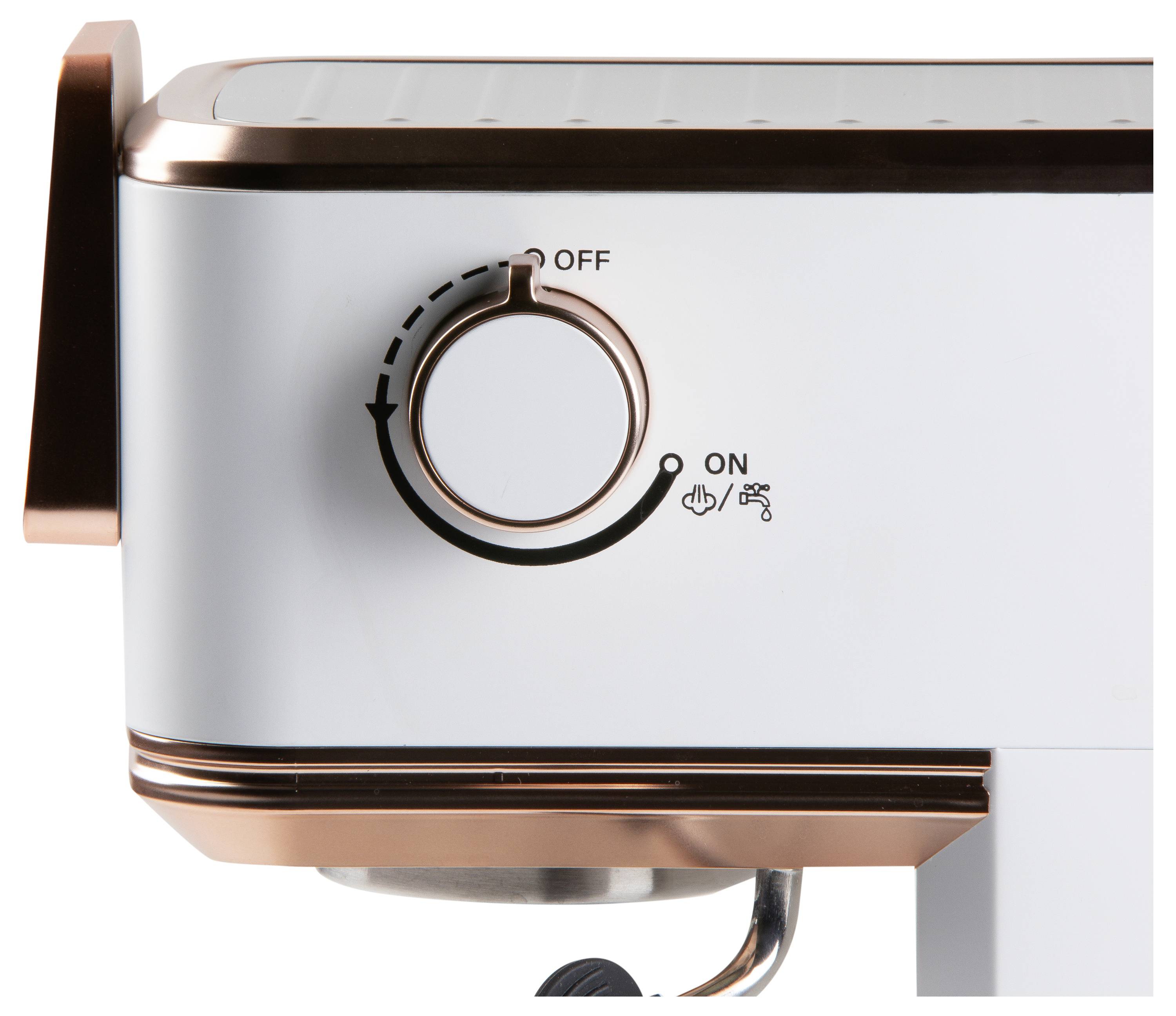 Close-up of a device with a dial featuring 'Off' and 'On' settings. The design includes symbols for sound and tactile feedback.