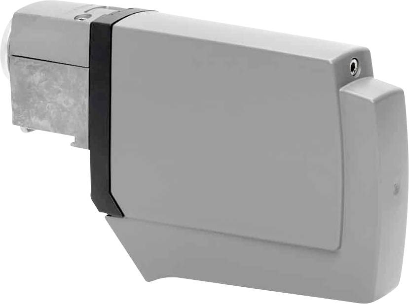 A gray electronic lock with a rectangular design, suitable for secure door installations.