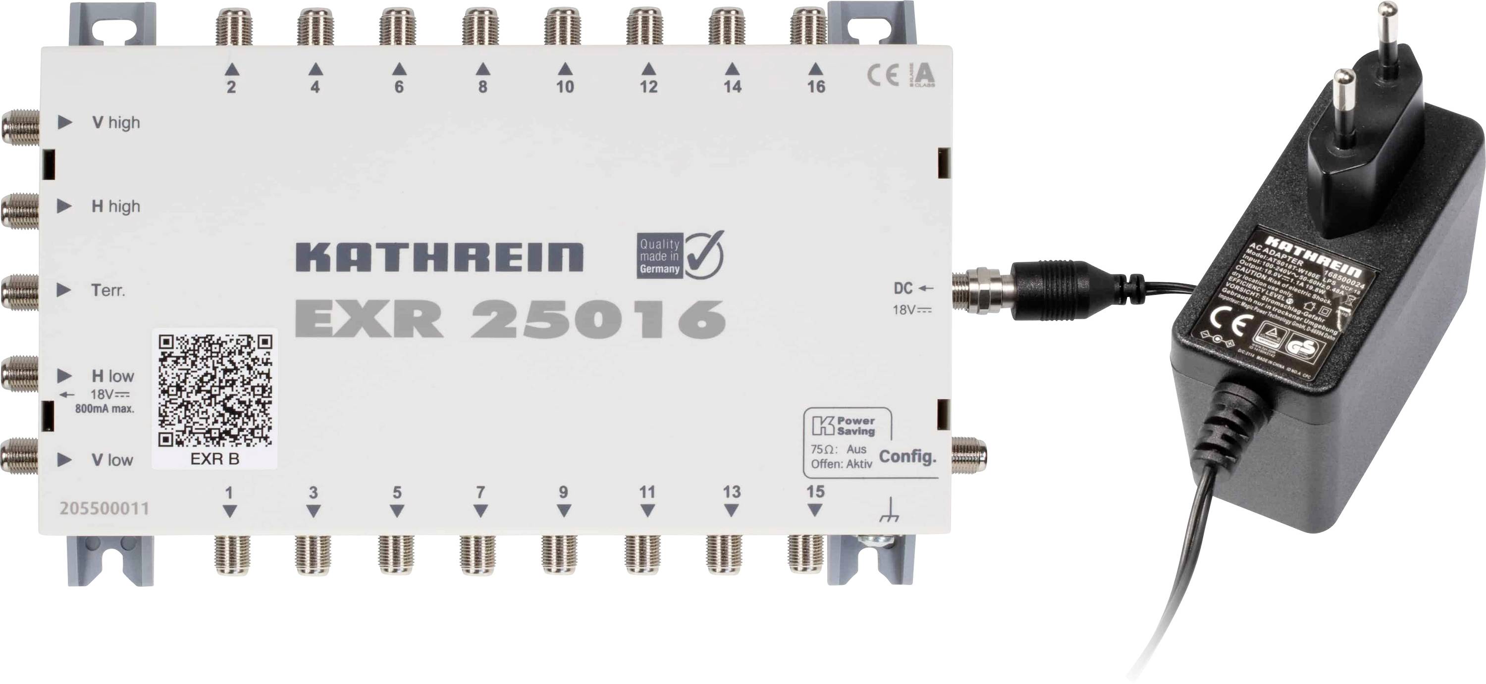 Kathrein EXR 25016 SAT multiswitch Inputs (multiswitches): 5 (4 SAT/1 terrestrial) No. of participants: 16 Standby mode, Quad LNB