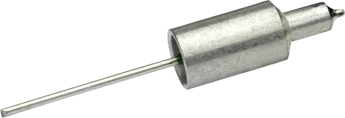 A small, metallic cylindrical component with a pointed tip and a long, thin rod extending from the opposite end.
