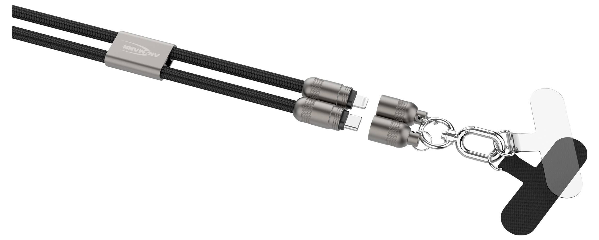 Ansmann USB charging cable USB-C® plug, Apple Lightning plug 1.2 m Black 1700-0192