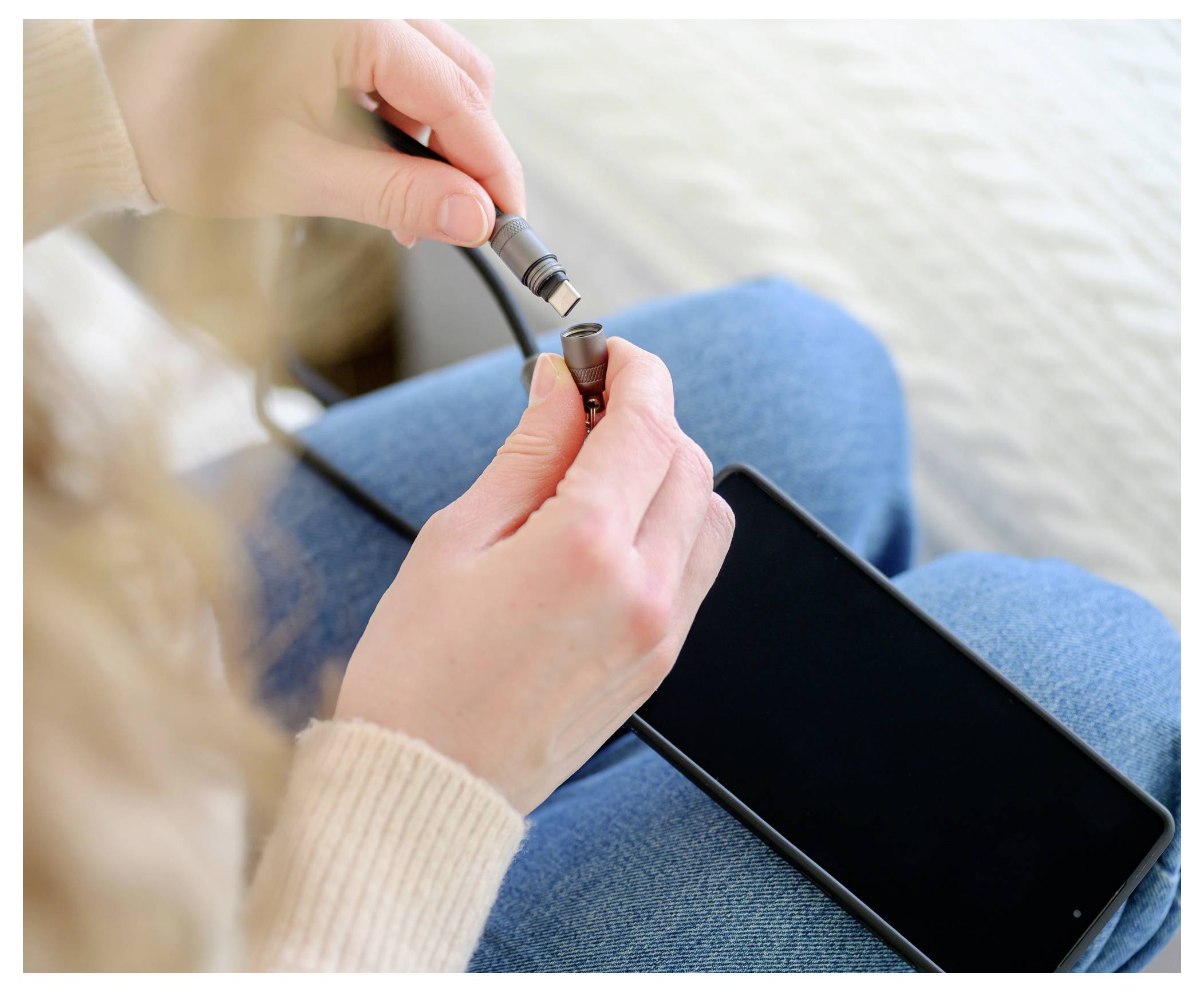 Ansmann USB charging cable USB-C® plug, Apple Lightning plug 1.2 m Black 1700-0192