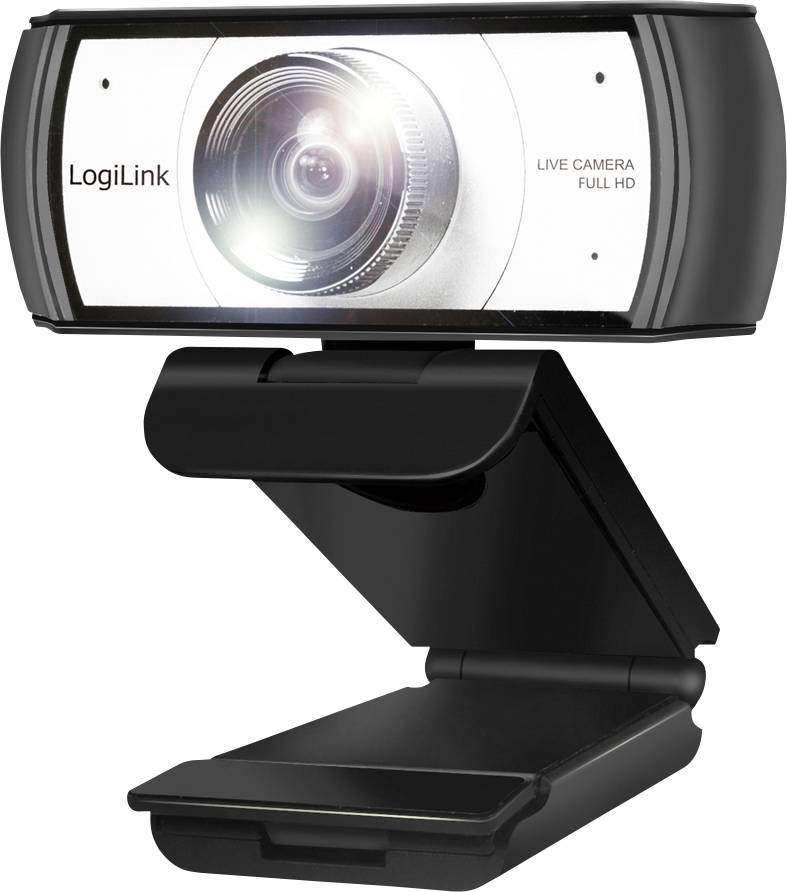 A black LogiLink Full HD webcam with a wide lens, suitable for video conferencing or streaming.