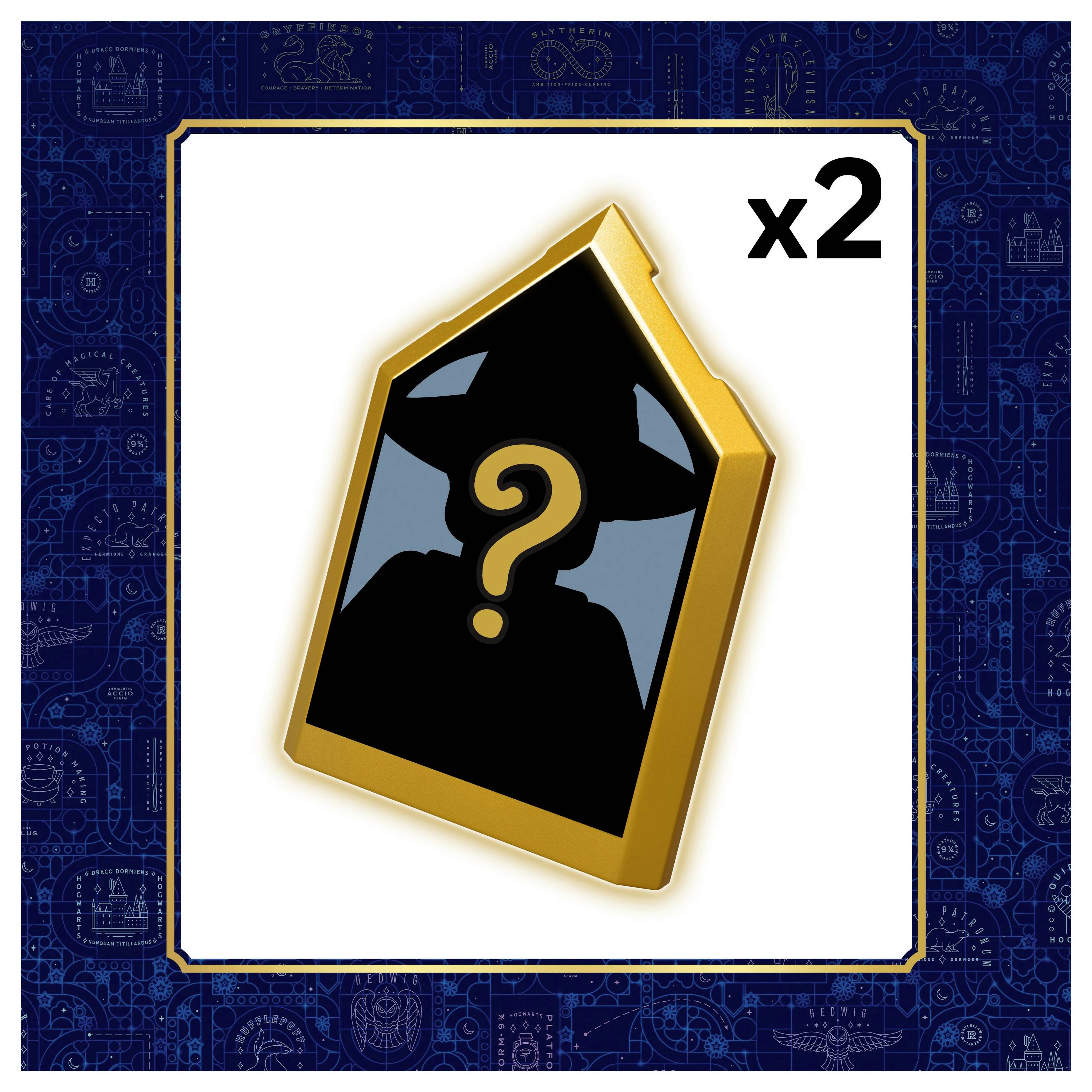 A silhouetted figure with a question mark on a card, labeled 'x2', indicating a mystery or unknown character in a board game context.