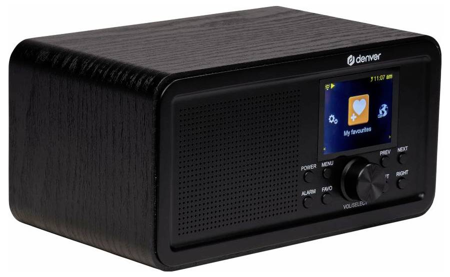 Denver DIR-200 Internet desk radio DAB+, FM, Internet Internet radio, FM, Bluetooth, DAB+, Wi-Fi Alarm clock Black