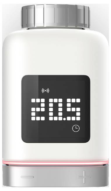 Smart pill bottle with digital display showing '20.5'. The display includes a small clock icon, and the lid has a metallic finish.