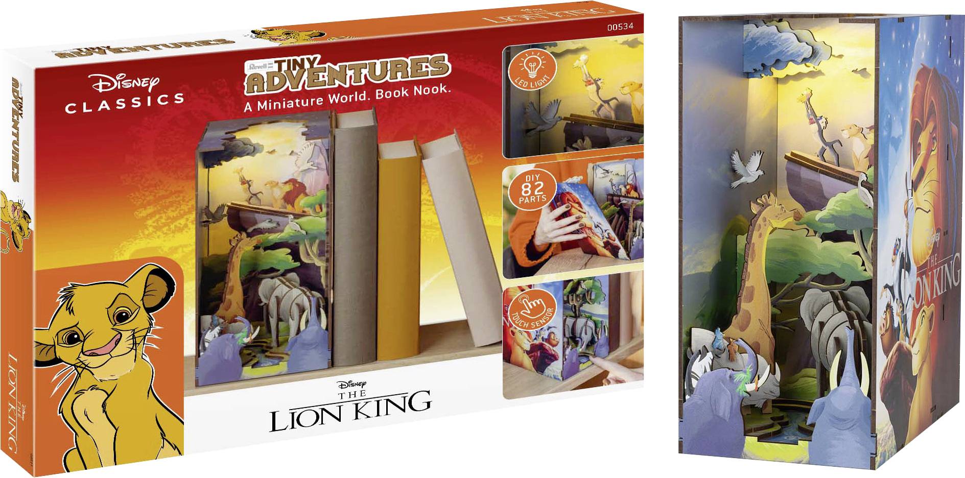 'The Lion King' book nook kit by Disney Classics. Features a mini scene with animals and iconic characters. Requires assembly, for ages 8+.