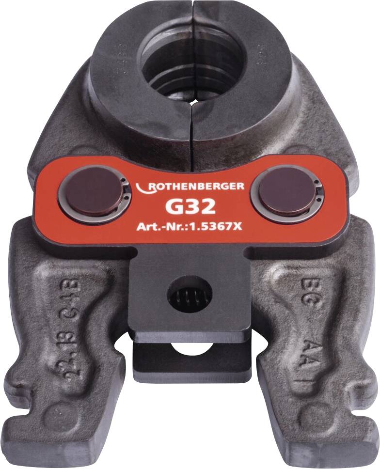 Close-up of a ROTHENBERGER G32 tool head, marked with 'Art.-Nr.:1.5367X', designed for pressing pipes and fittings.
