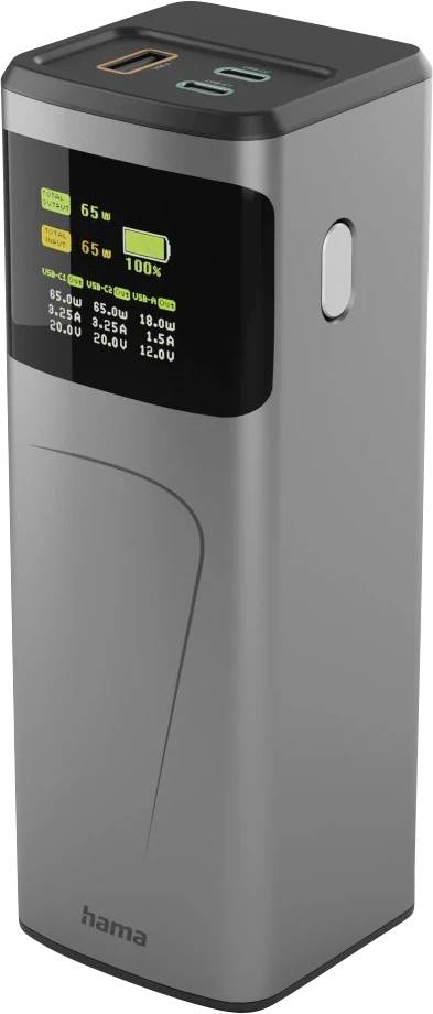 Hama High Power Power bank 20000 mAh Power Delivery 3.0, Quick Charge 3.0 Li-ion USB C®, USB type A Grey Status display
