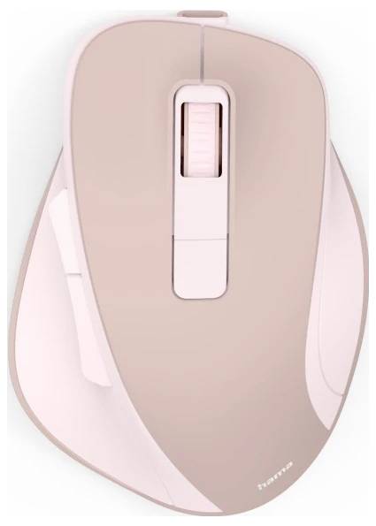 A light pink wireless computer mouse with a scroll wheel and ergonomic design, featuring the brand name near the bottom.