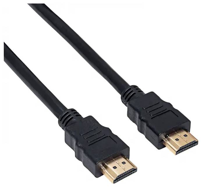 Two black HDMI cables with gold-plated connectors are shown, indicating their use for audio and video connections between digital devices.