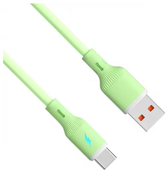 A green USB to USB-C cable with a lightning bolt icon, indicating fast charging capability.