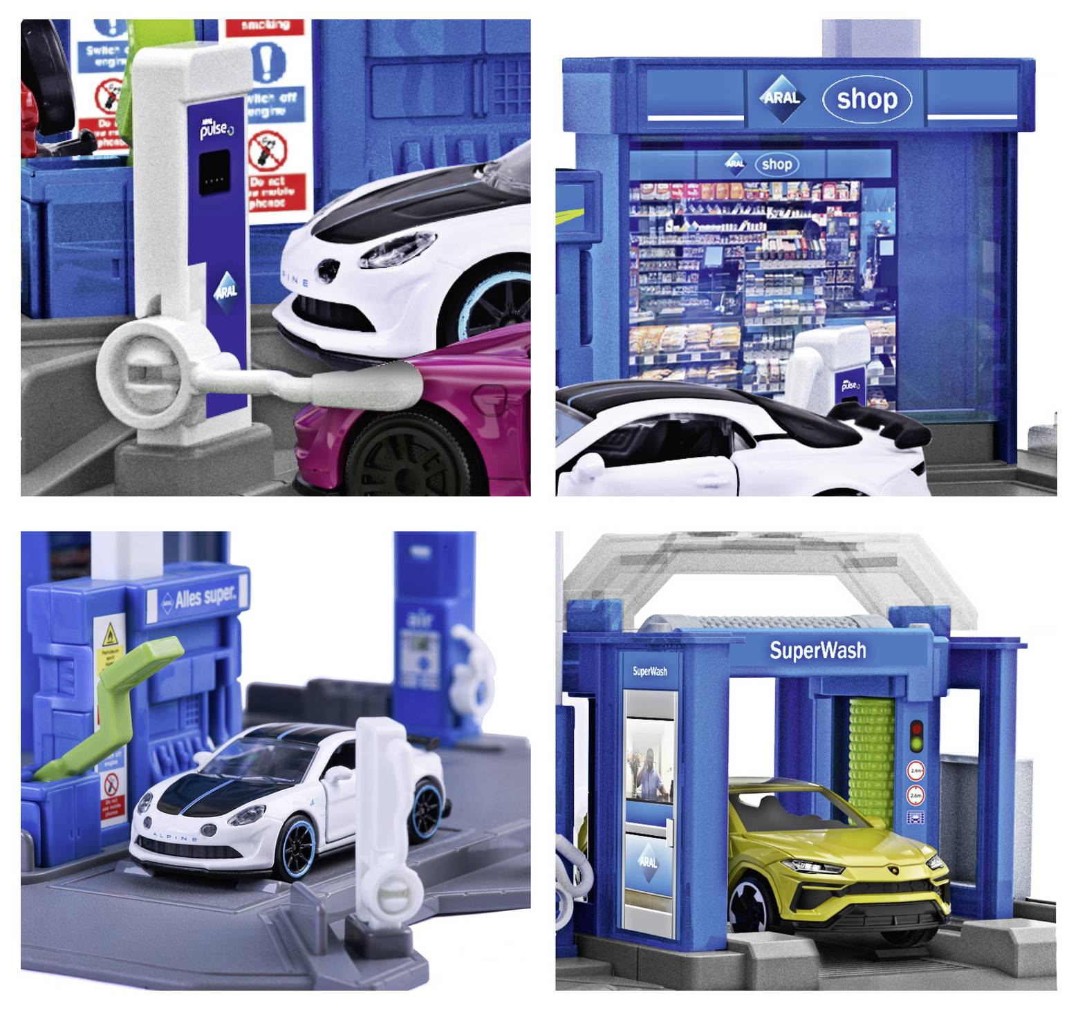 Majorette Petrol station Aral + 1 vehicle Tankstellen-Set