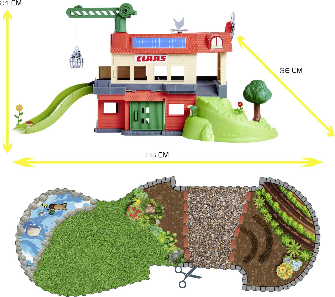 Majorette Claas Farmyard + 3 vehicles Bauernhof-Station