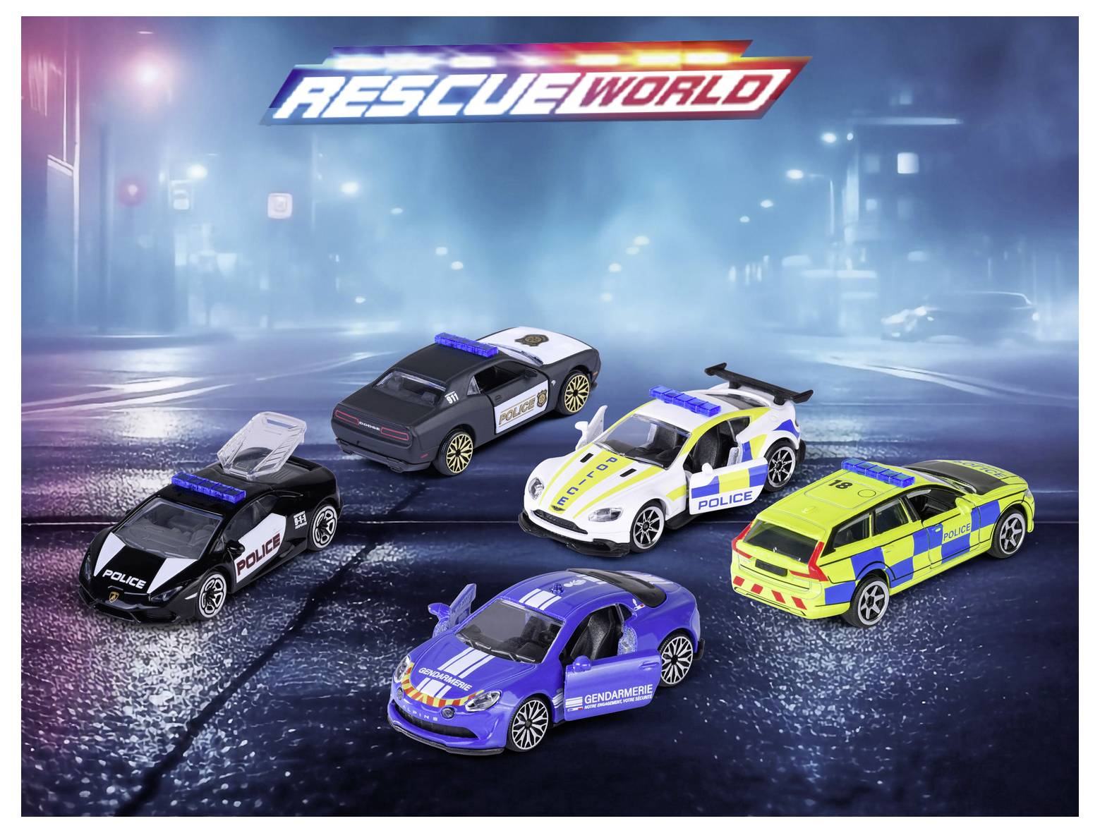 Majorette Lamborghini, Volvo, Aston Martin Rescue World 5 pieces Poison pack Assembled Emergency & Rescue vehicle
