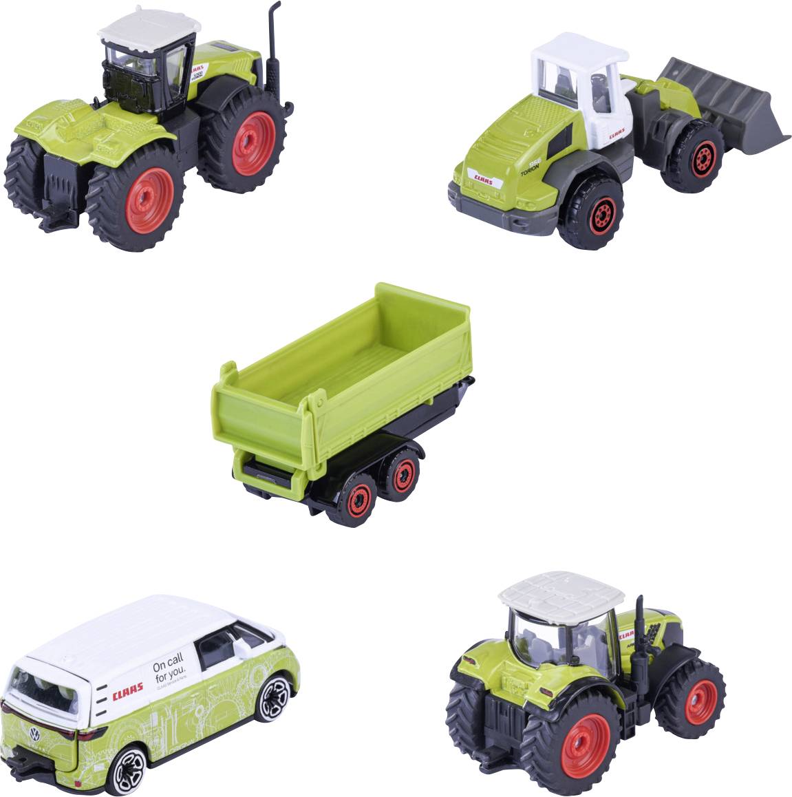 Majorette Claas, Volkswagen (VW) Claas Farm 5 Piece Giftpack Assembled Agriculture