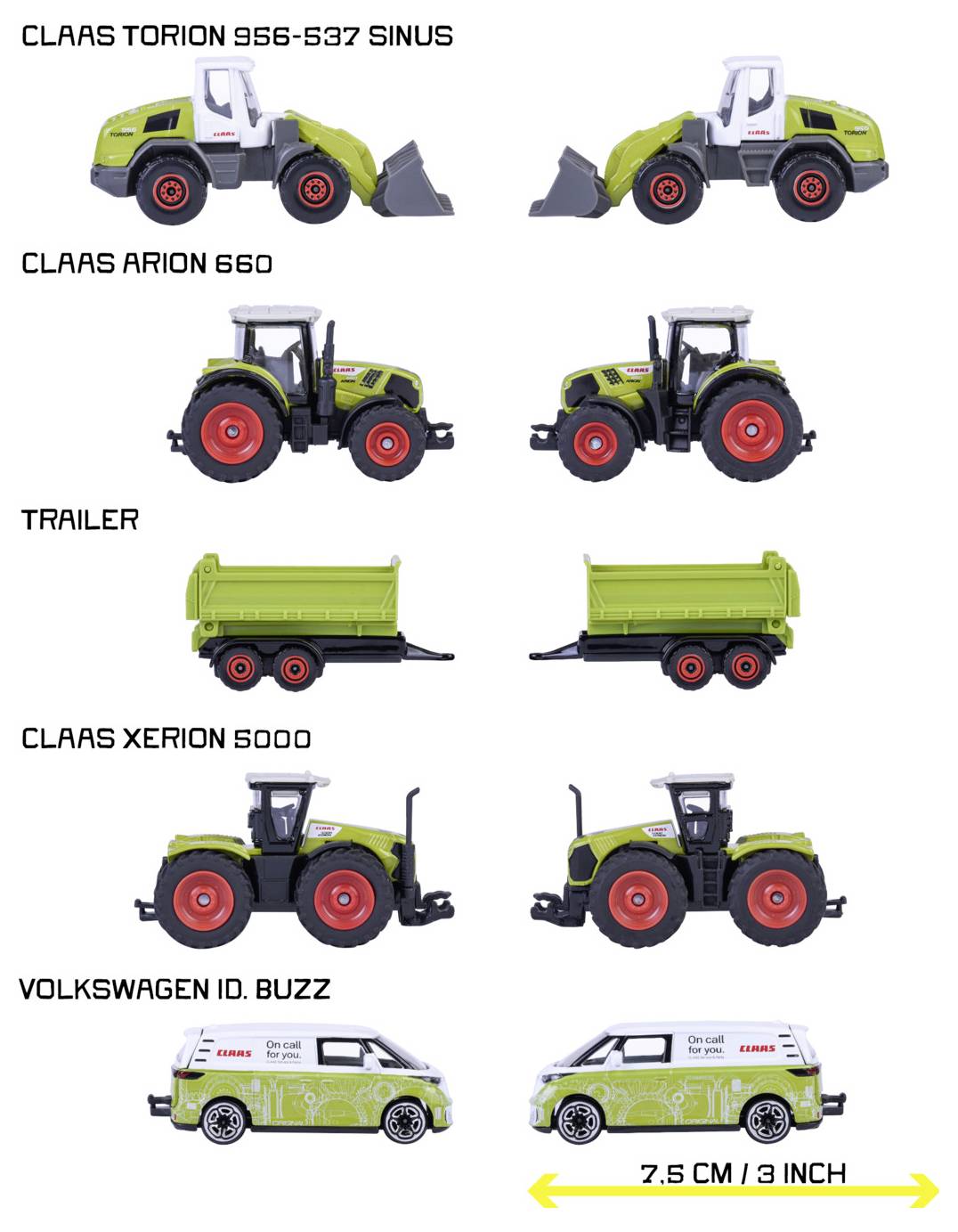 Majorette Claas, Volkswagen (VW) Claas Farm 5 Piece Giftpack Assembled Agriculture