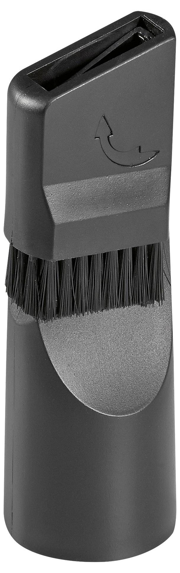 A vacuum cleaner attachment with a combination of a brush and crevice tool, designed for cleaning tight spaces and surfaces.