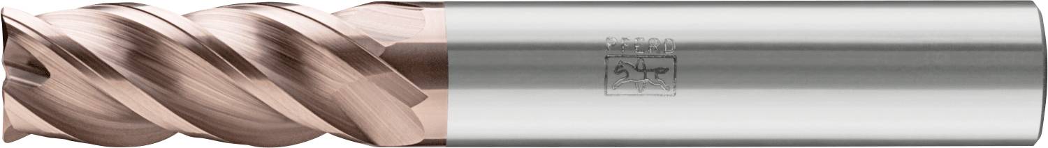 A close-up of a metallic, cylindrical tool with spiral grooves and a smooth shaft, used for cutting or machining tasks.