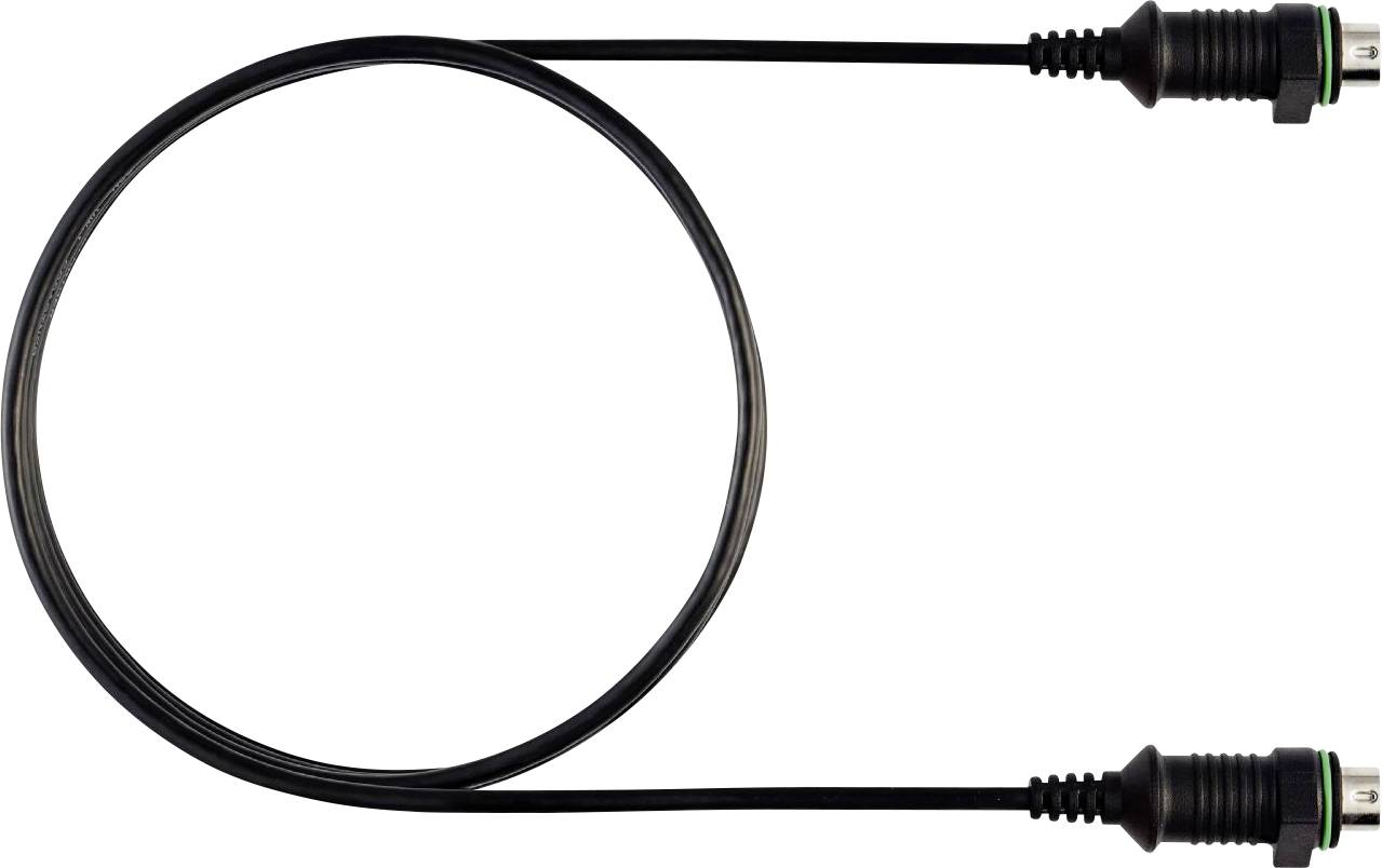 A coaxial cable with connectors on each end, displaying its notable flexibility, suitable for video and audio transmission setups.