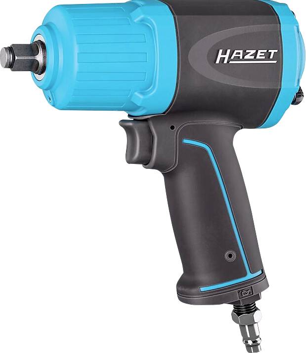 A blue and gray pneumatic impact wrench with the brand name 'Hazet' on the side, designed for heavy-duty automotive use.